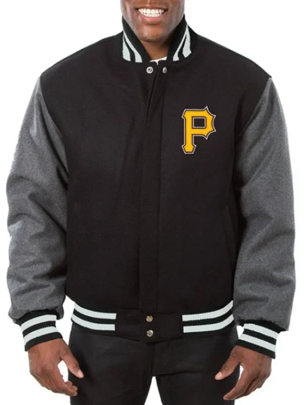 Baseball Pittsburgh Pirates Black and Grey Varsity Wool Jacket