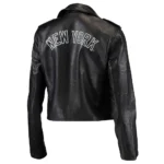 Biker NY Yankees Black Leather Jacket