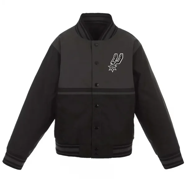Black-Charcoal Youth San Antonio Spurs Poly Twill Jacket