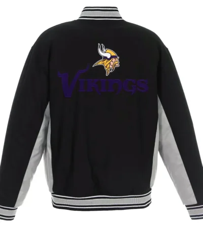 Black-Gray Minnesota Vikings Varsity Wool Jacket