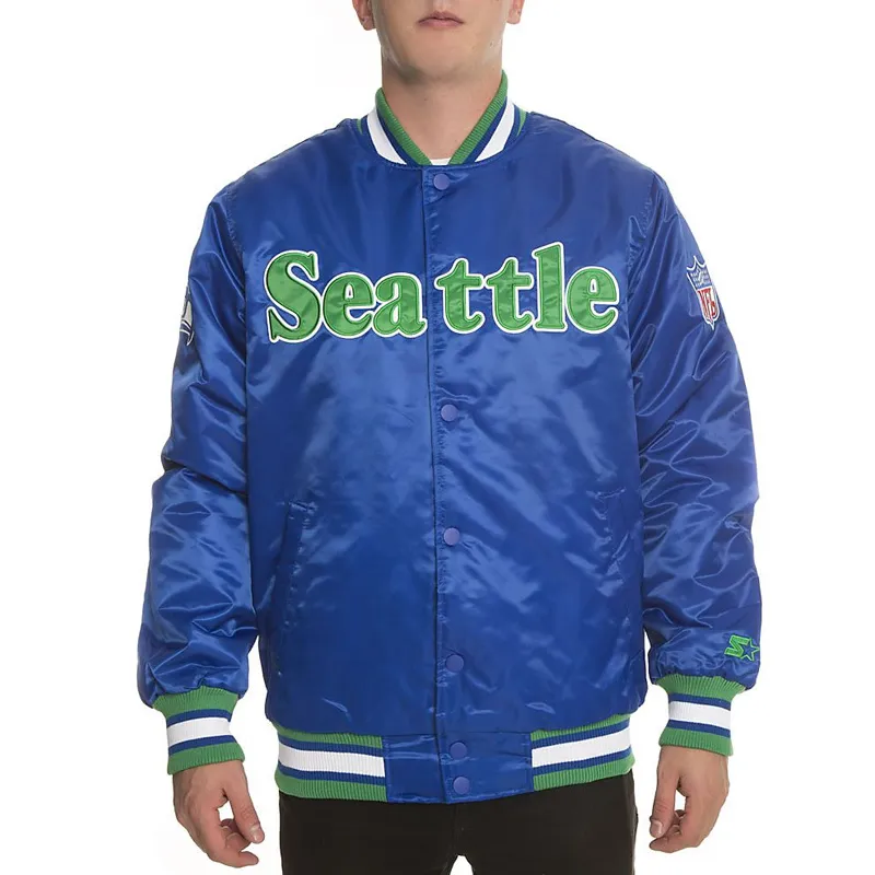 Black Label Seattle Seahawks Satin Jacket Black Label Seattle Seahawks Satin Jacket