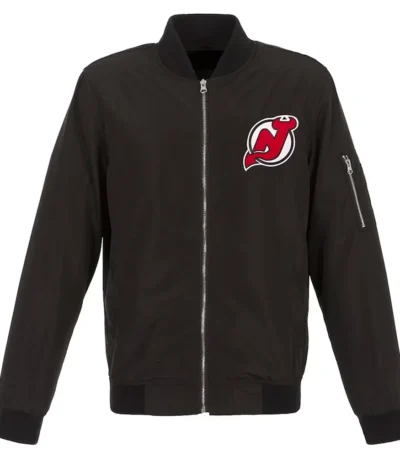 Black New Jersey Devils Lightweight Bomber Nylon Jacket