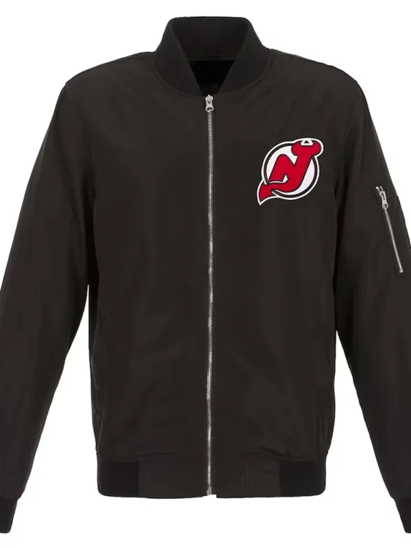 Black New Jersey Devils Lightweight Bomber Nylon Jacket