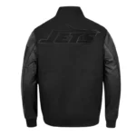 NY Jets Triple Black Varsity Wool-Leather Jacket