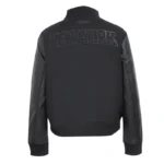 NY Knicks Triple Black Varsity Wool-Leather Jacket