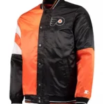 Black-Orange Philadelphia Flyers Leader Full-Snap Varsity Satin Jacket