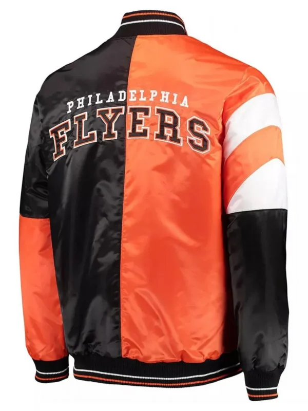 Black-Orange Philadelphia Flyers Leader Full-Snap Varsity Satin Jacket