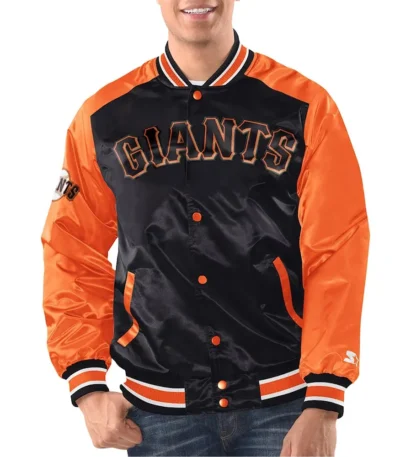 Black-Orange San Francisco Giants Renegade Varsity Satin Jacket