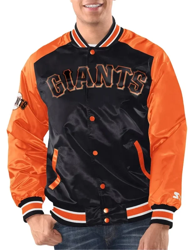 Black-Orange San Francisco Giants Renegade Varsity Satin Jacket