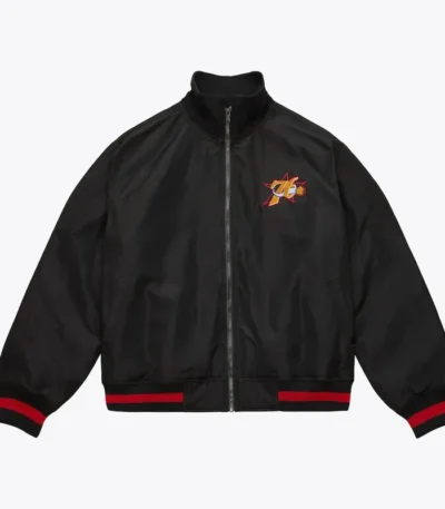 Black Philadelphia 76ers Satin Full-Zip Jacket