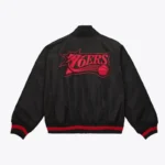Black Philadelphia 76ers Satin Full-Zip Jacket