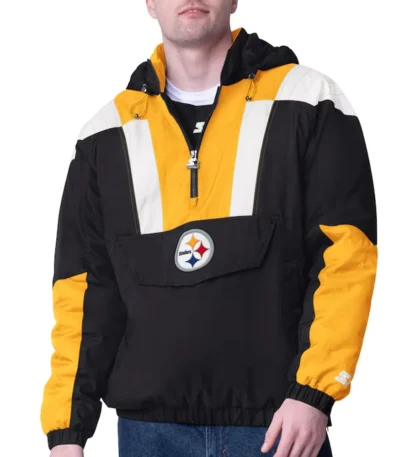 Black Pittsburgh Steelers Charger Half-Zip Pullover Jacket