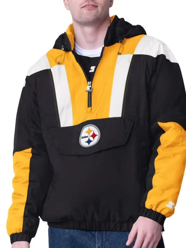Black Pittsburgh Steelers Charger Half-Zip Pullover Jacket