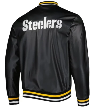 Black Pittsburgh Steelers Metallic Full-Snap Leather Jacket