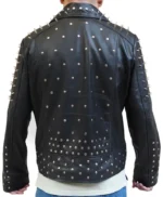 Black Punk Leather Jacket With Spikes Studs