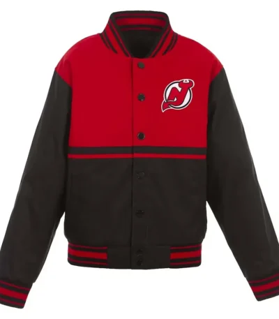 Black-Red New Jersey Devils Youth Poly-Twill Jacket