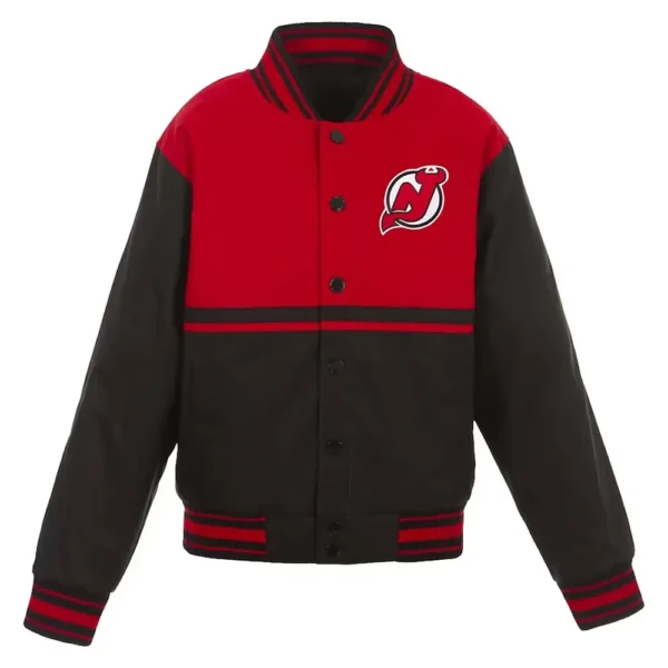 Black-Red New Jersey Devils Youth Poly-Twill Jacket