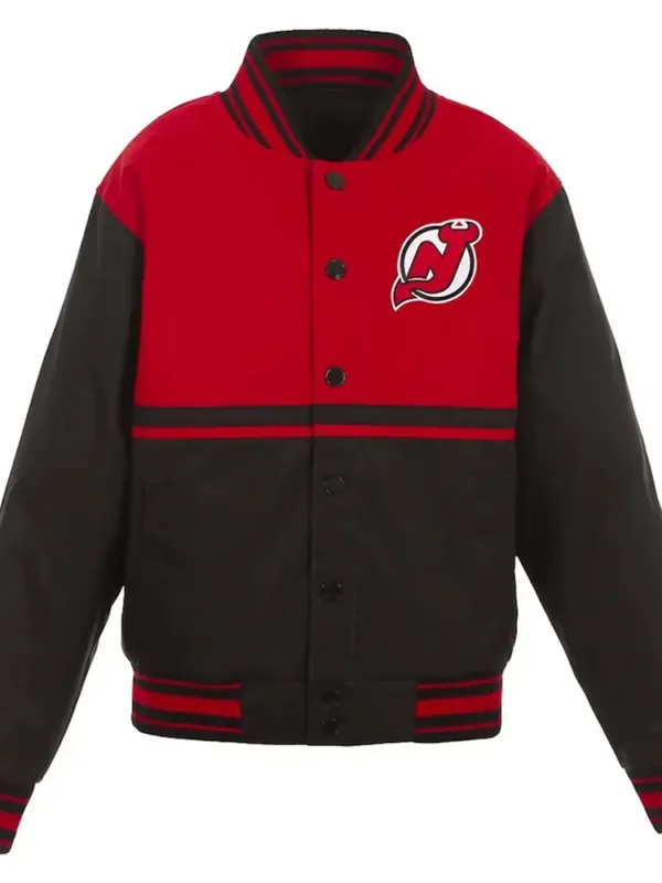 Black-Red New Jersey Devils Youth Poly-Twill Jacket
