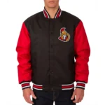 Black-Red Ottawa Senators Front Hit Varsity Poly Twill Jacket