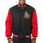 Black-Red Ottawa Senators Varsity Wool Jacket