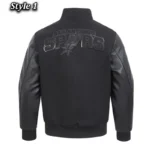 San Antonio Spurs Triple Black Varsity Wool-Leather Jacket
