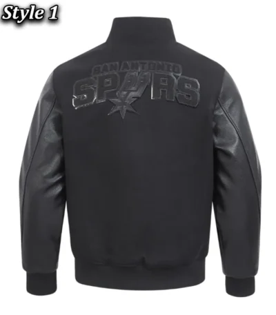 San Antonio Spurs Triple Black Varsity Wool-Leather Jacket