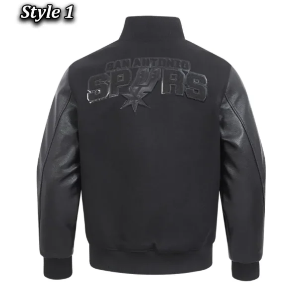 San Antonio Spurs Triple Black Varsity Wool-Leather Jacket