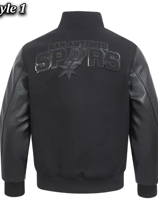 San Antonio Spurs Triple Black Varsity Wool-Leather Jacket