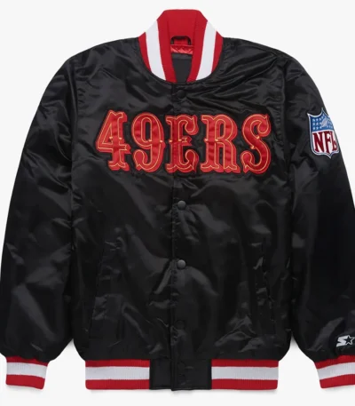 Black San Francisco 49ers Blackout Full-Snap Satin Jacket