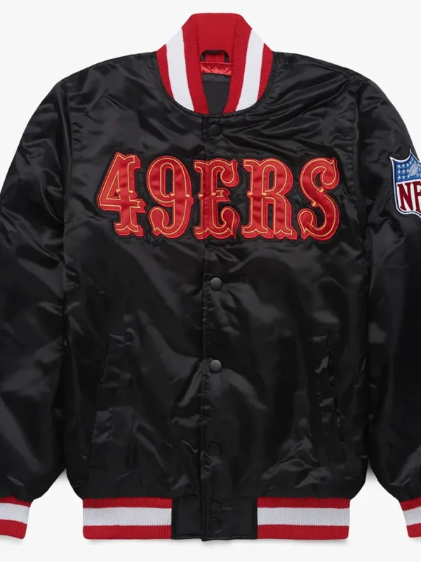 Black San Francisco 49ers Blackout Full-Snap Satin Jacket