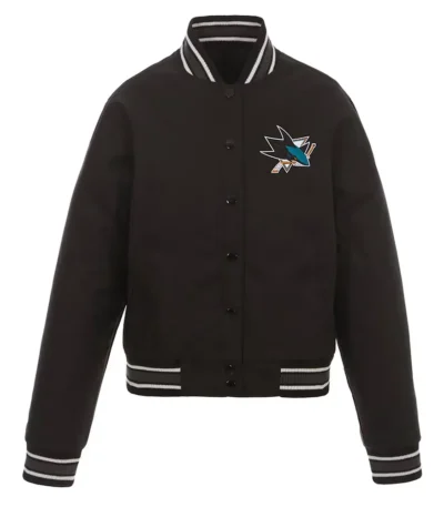 Black San Jose Sharks Front Hit Poly Twill Jacket