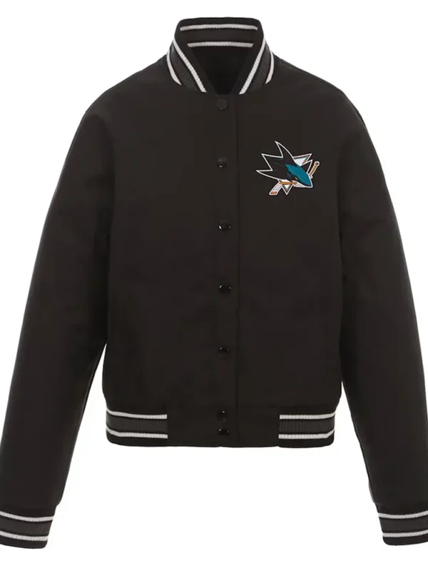 Black San Jose Sharks Front Hit Poly Twill Jacket