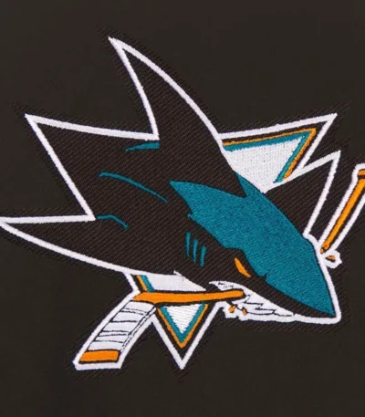 Black San Jose Sharks Front Hit Poly Twill Jacket