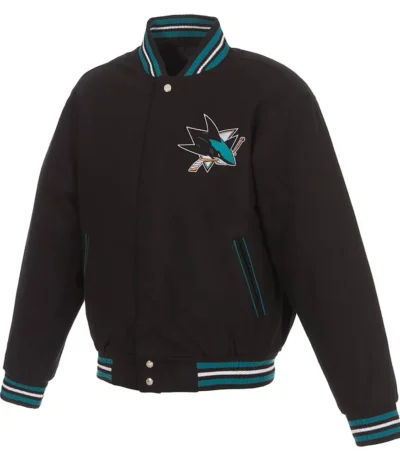 Black San Jose Sharks Varsity Wool Jacket