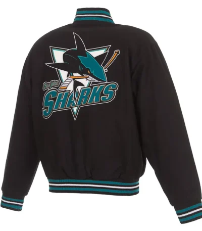 Black San Jose Sharks Varsity Wool Jacket