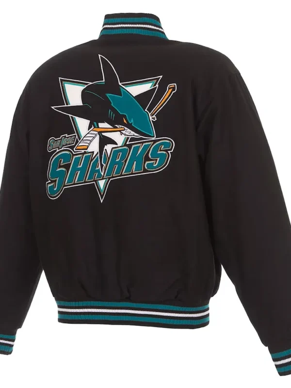 Black San Jose Sharks Varsity Wool Jacket