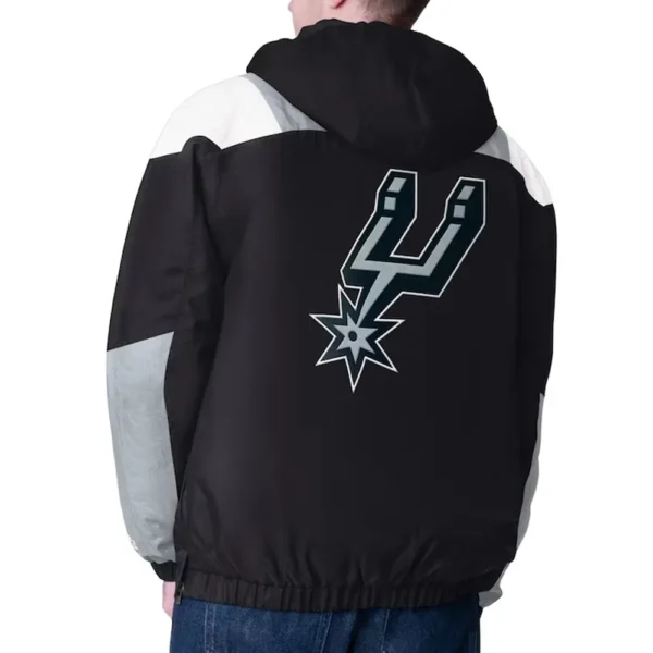 Black-Silver San Antonio Spurs Charger Half-Zip Pullover Jacket
