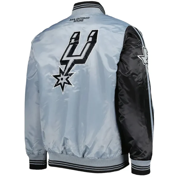 Black-Silver San Antonio Spurs Fast Break Satin Jacket