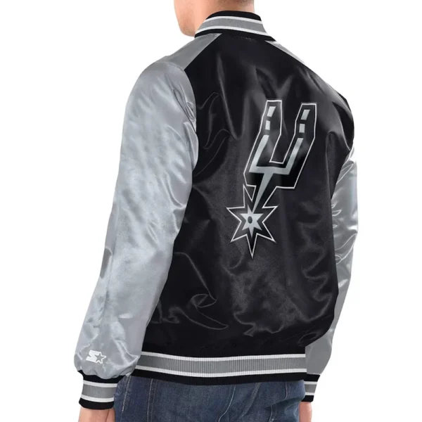Black-Silver San Antonio Spurs Renegade Varsity Satin Jacket