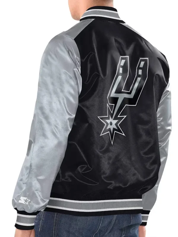 Black-Silver San Antonio Spurs Renegade Varsity Satin Jacket