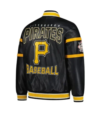 Pittsburgh Pirates Striped Black Varsity Leather Jacket
