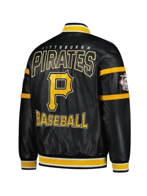 Pittsburgh Pirates Striped Black Varsity Leather Jacket