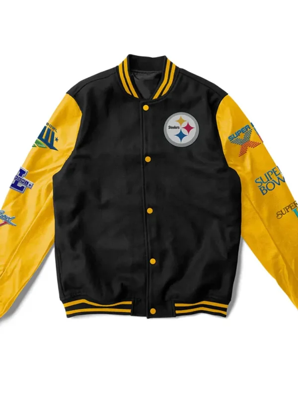 Black-Yellow 6X Champions Pittsburgh Steelers Varsity Jacket