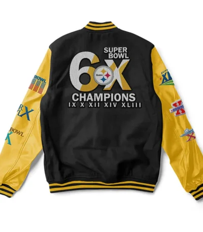 Black-Yellow 6X Champions Pittsburgh Steelers Varsity Jacket