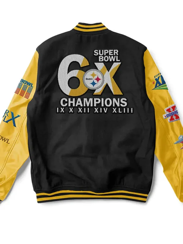 Black-Yellow 6X Champions Pittsburgh Steelers Varsity Jacket