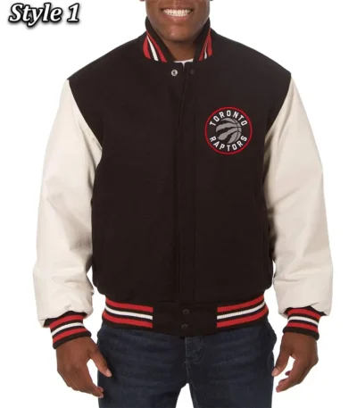 Black and White Toronto Raptors Varsity Jacket