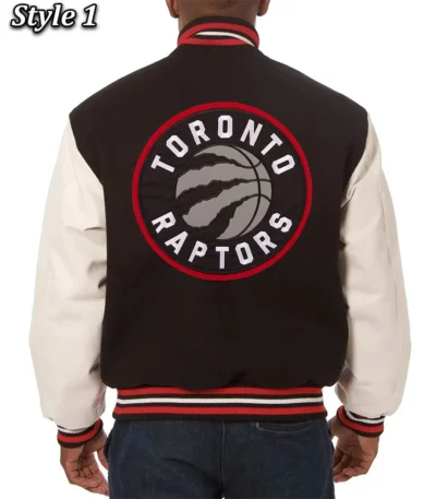 Black and White Toronto Raptors Varsity Jacket