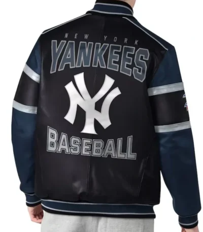 NY Yankees Black and Navy Varsity Leather Jacket