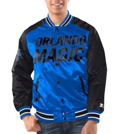 Blue/Black Orlando Magic Renegade Varsity Satin Jacket
