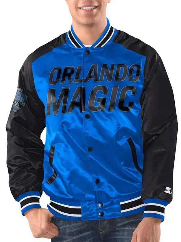 Blue/Black Orlando Magic Renegade Varsity Satin Jacket